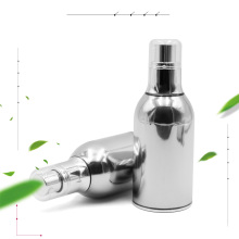 luxury plastic cosmetic bottles acrylic 30ml 50ml 100ml green lotion bottle silver airless serum bottles
